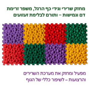 ערכת חלוקי ים – שטיח עיסוי אורטופדי לילדים מחזקת שרירי כף הרגל ומשפרת יציבות וגמישות orthopuzzle_israel